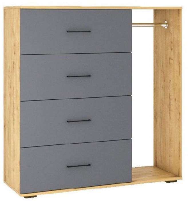 Бруно Комод со штангой Дуб Вотан / Серый графит