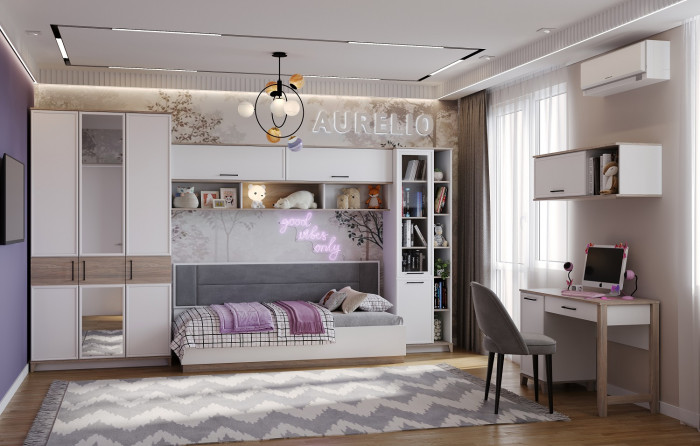 Шкаф навесной Аурелио 81, Блэквуд Сатиновый - Белый