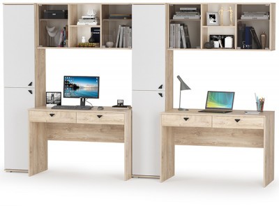 КР100 Бостон № 20, цвет дуб эндгрейн элегантный/фасады МДФ милк рикамо софт, 12.69+10.51+13.154+12.69+10.51+13.154, ШхГхВ 307,6х57,2х194,4 см, ун. сб.