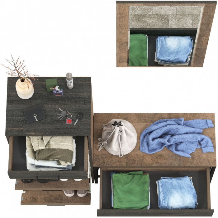 Трувор Прихожая 194, цвет дуб гранж песочный/интра, ШхГхВ 130х37х195 см., универсальная сборка