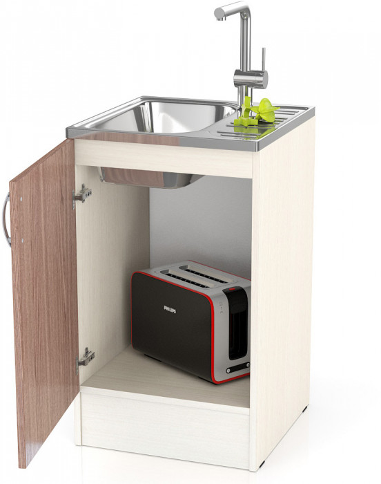 Кухня Мери ШНМ500 Стол под мойку 50 см., цвет дуб/ясень шимо тёмный, ШхГхВ 50х60х85 см., универсальная дверь (столешница в комплект на входит)