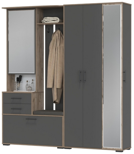 Прихожая Домино 5, дуб крафт табачный/графит