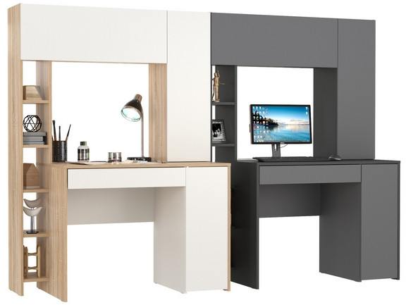 Два стола компьютерных Комфорт 12.71, дуб сонома/белый/антрацит/тёмно-серый