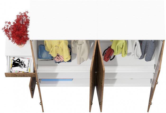 Лидер-8 Шкаф МД 19Б + Шкаф МД 19Б + Тумба МД 3.15, белый шагрень/крафт золото