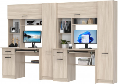 Два стола рабочих 6-0603ТМяс.св Альфа, цвет ясень шимо светлый, ШхГхВ 274х61х181 см., универсальная сборка