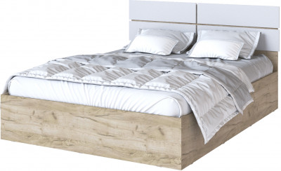 Кровать "Теана" 140х200, с настилом ЛДСП -  Крафт серый/мдф светло-серый