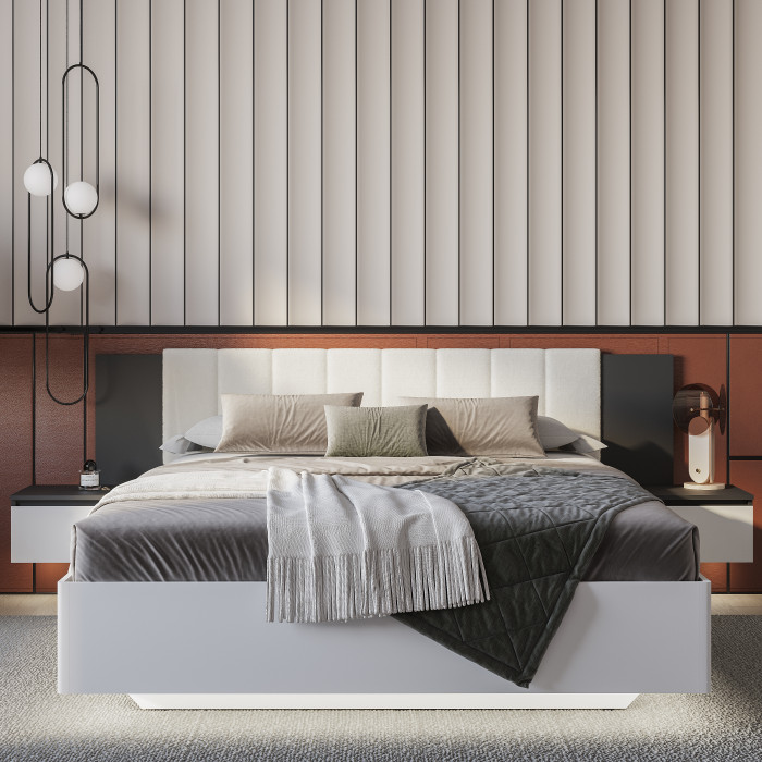 Кровать Шарм КР-18 160х200, настил,Графит, Белый