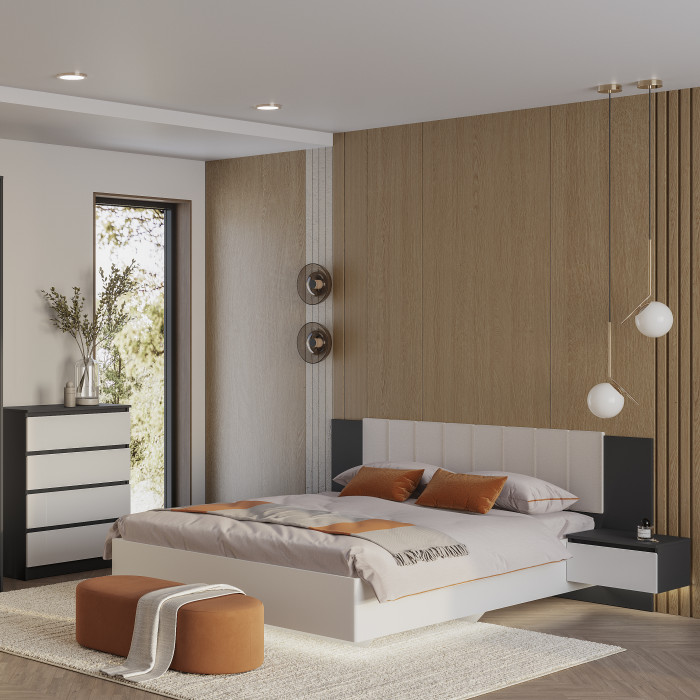 Кровать Шарм КР-18 160х200, настил,Графит, Белый