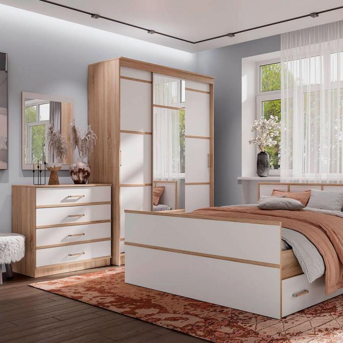 "Сакура" комод (850х866х500) дуб сонома/белый