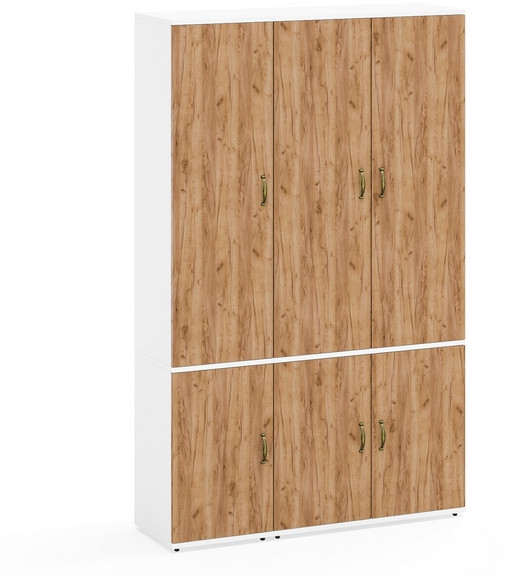 Лидер-8 Модуль Пенал МД 22Б + Шкаф МД 20Б, цвет белый шагрень/крафт золото, ШхГхВ 120х37,5х190 см., НЕ универсальная сборка