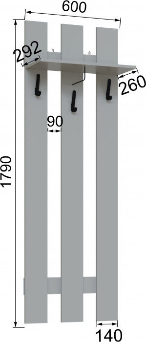 Вешалка Мадрид (0,6), Камень серый