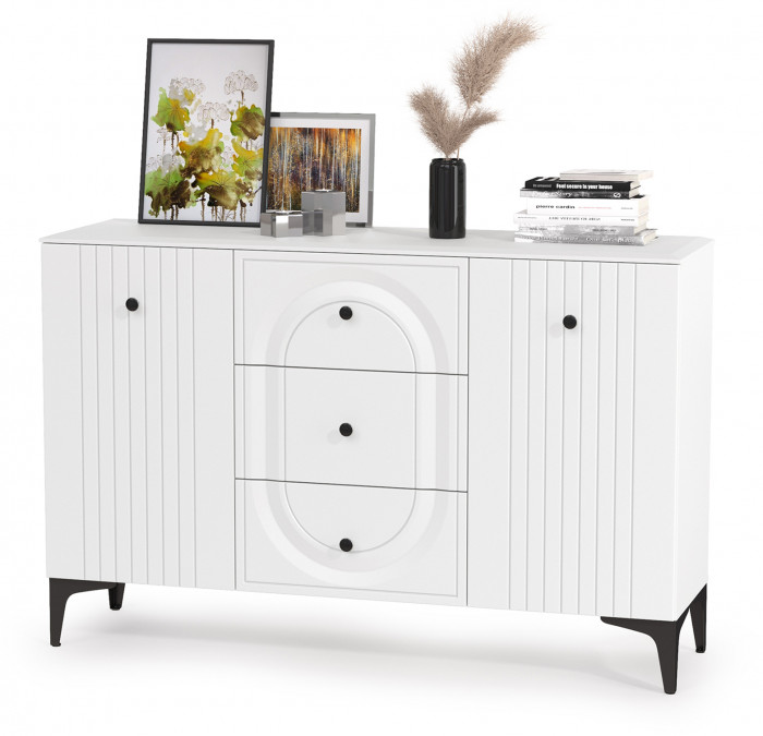 Валенсия Гостиная № 095, цвет ЛДСП белый шагрень/МДФ белый шагрень, ШхГхВ 217,3х38,4х225,2 см., универсальная сборка