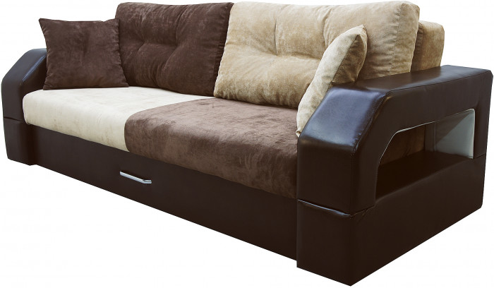 Диван-кровать Манчестер, еврокнижка, велюр/экокожа, 150х195, комби