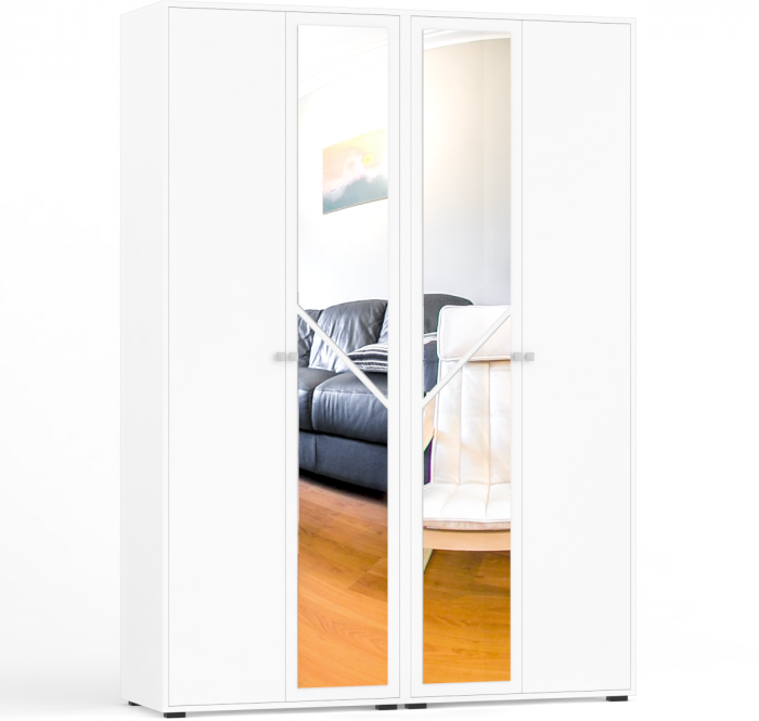 Камелия спальня № 9 Кровать с ящиками 1600 + Две тумбы + Стол косметич. + Зеркало + Шкаф 4-х, белый