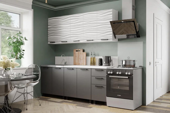 Кухня "Рио" (БТС) Белый/Ф02