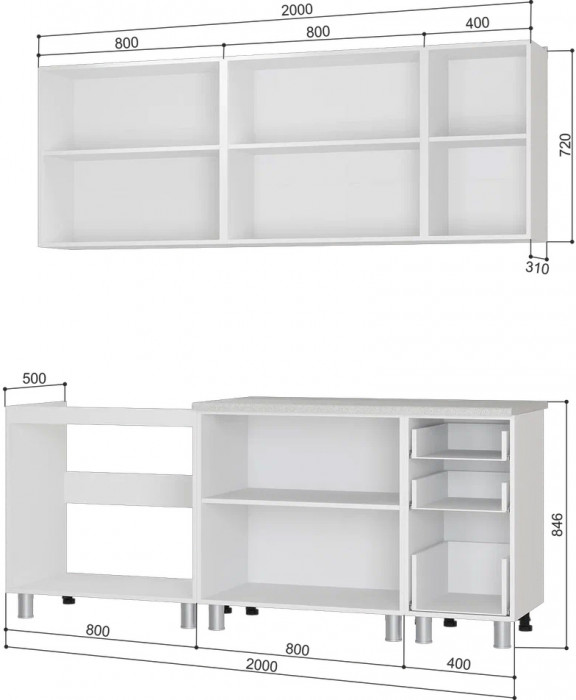 Кухня "Рио" (БТС) Белый/Ф02