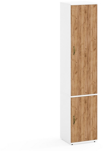 Лидер-8 Модуль Пенал МД 22Б, цвет белый шагрень/крафт золото, ШхГхВ 40х37,5х190 см., универсальная сборка, пять полок