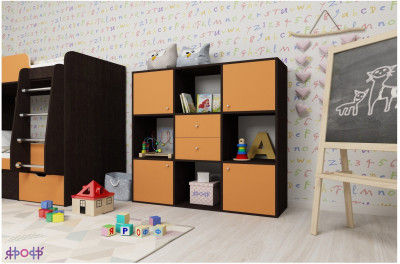 Стеллаж Джери (Венге/Оранжевый)