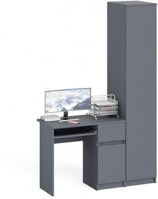 Мори Стол компьютерный МС-1 правый + Пенал МШ400.1, цвет графит, ШхГхВ 130,4х50,4х209,6 см., выдвижной ящик справа, НЕ универсальная сборка