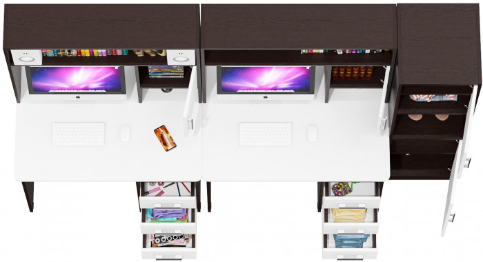 С-МД-СК9 Компоновка № 04, цвет венге/белый шагрень, ШхГхВ 247х70х160 см., НЕ универсальная сборка