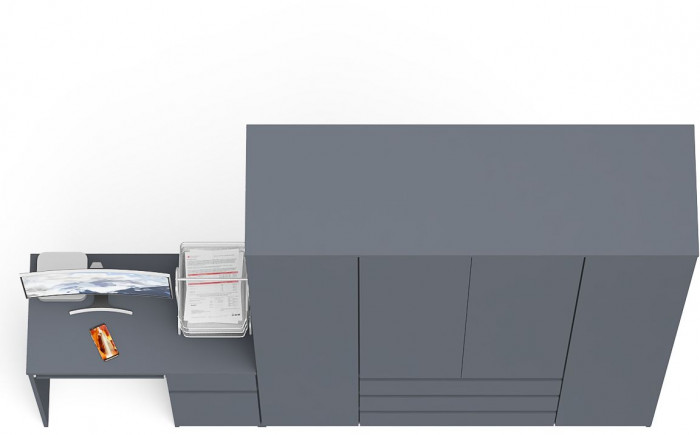 Мори Стол компьютерный МС-1 правый + Шкаф МШ1600.1, цвет графит, ШхГхВ 250,4х50,4х209,6 см., выдвижной ящик справа, НЕ универсальная сборка