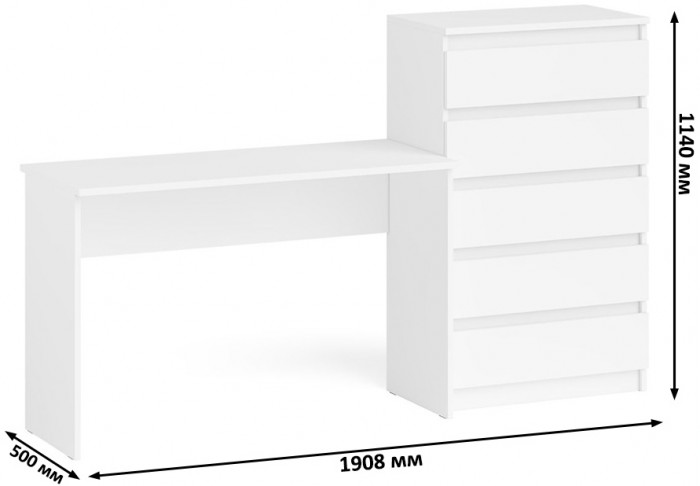 Мори письменный стол МСП1200.1 + Комод МК700.5, белый