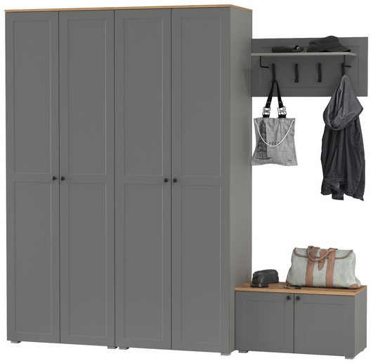 Остин Прихожая 31, серый графит/дуб крафт золотой