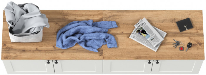 Остин 13.257 Тумба + 13.257 Тумба, цвет белый шагрень/дуб крафт золотой, ШхГхВ 160х41,9х43,7 см.