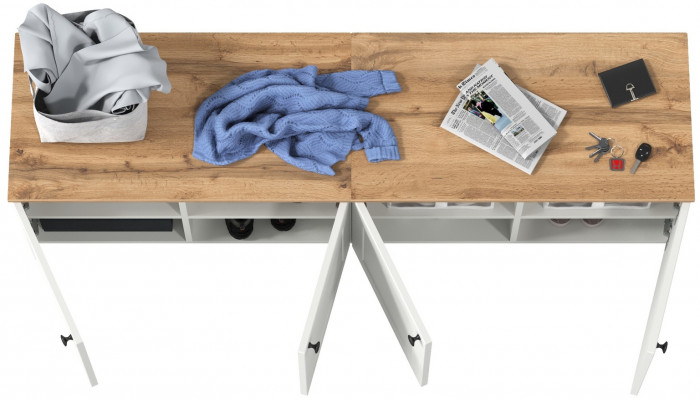 Остин 13.257 Тумба + 13.257 Тумба, цвет белый шагрень/дуб крафт золотой, ШхГхВ 160х41,9х43,7 см.