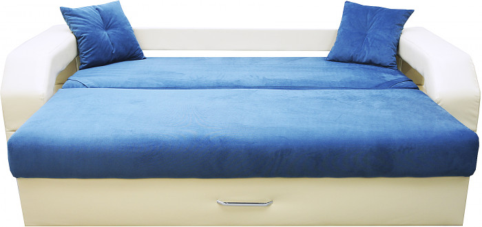 Диван-кровать Манчестер, еврокнижка, велюр/экокожа, 150х195, синий