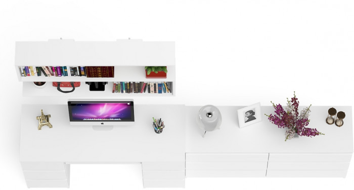 Мори компьютерный стол МС-2 + Комод МК1380.6 + Полка 1200, белый