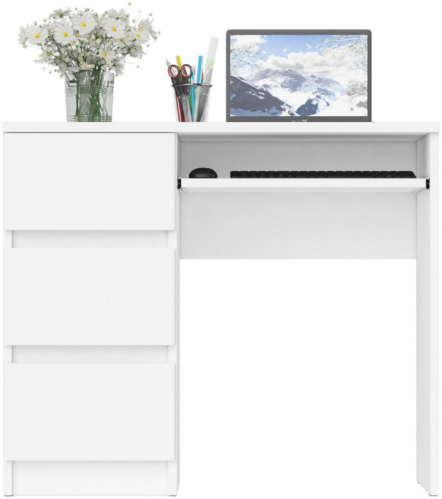 Мори компьютерный стол МС-6 левый, белый