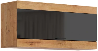 Прага Шкаф навесной Дуб Вотан/Черный глянец