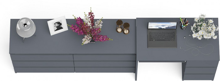 Мори Стол компьютерный МС-6 правый + Комод МК1380.6, цвет графит, ШхГхВ 228х50х76,6 см., выдвижные ящики справа, НЕ универсальная сборка