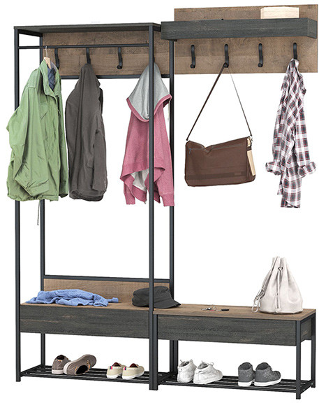 Трувор Прихожая 213, цвет дуб гранж песочный/интра, ШхГхВ 160х36,6х194,2 см., универсальная сборка