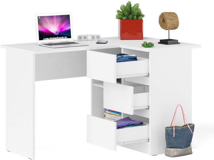 Мори компьютерный стол МС-16 правый, белый
