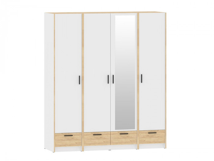 Спальня Оттавия 4 с зеркалом Белый / Дуб золотой