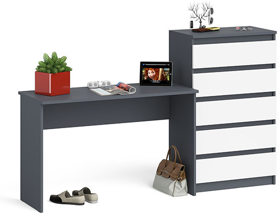 Мори письменный стол МСП1200.1 + Комод МК700.5, графит/белый