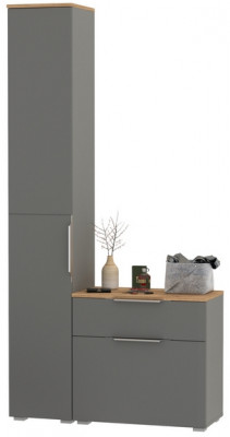 Октава Прихожая 13, цвет серый графит/дуб крафт золотой/фасады МДФ серый графит, ШхГхВ 97,1х35,4х197,6 см., универсальная сборка