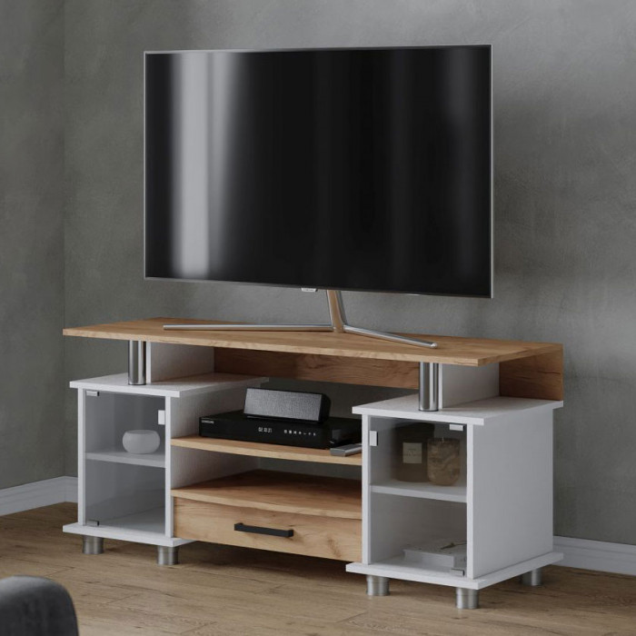 Тумба ТВ 003 (К2) (1300*608*410) дуб крафт золотой/белый