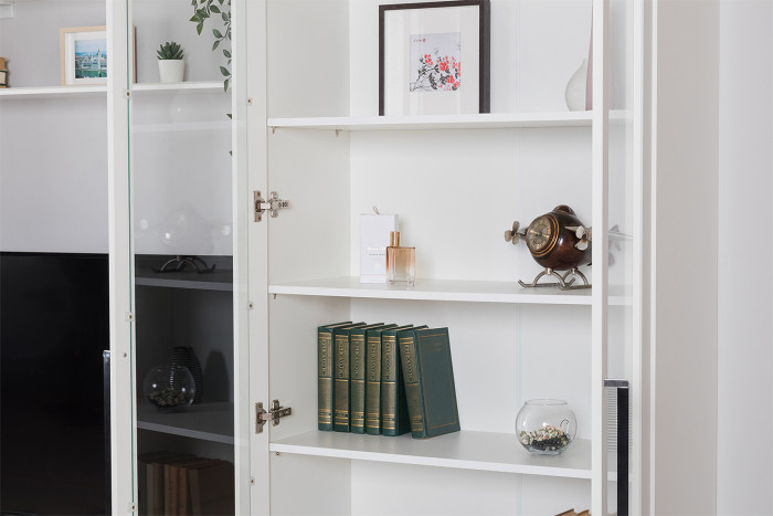 Валенсия Гостиная № 084, ЛДСП белый шагрень/МДФ белый шагрень