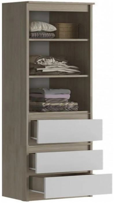 Челси Стеллаж (Белый глянец, Дуб Сонома)