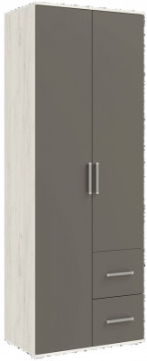 Фиеста NEW Шкаф двухстворчатый (Крафт белый, Графит)