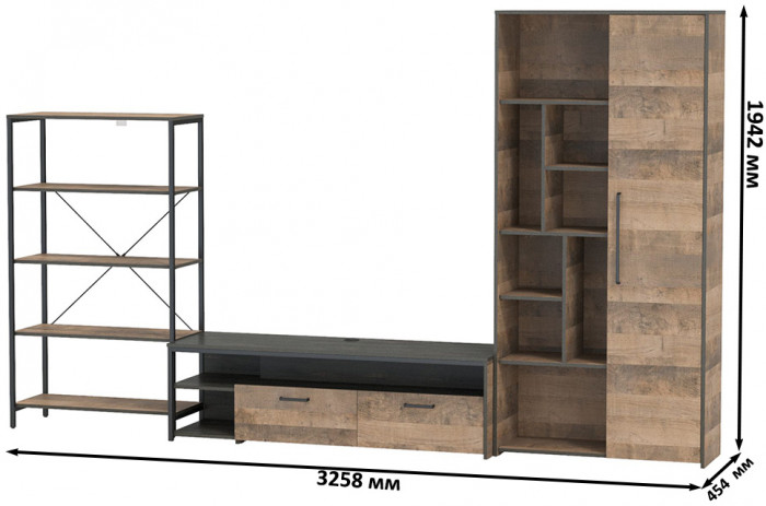 Трувор Гостиная 070, дуб гранж песочный/интра