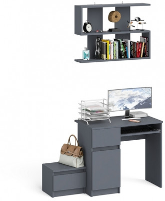 Мори компьютерный стол МС-1 левый + Тумба ТМП400.1 + Полка 900, графит