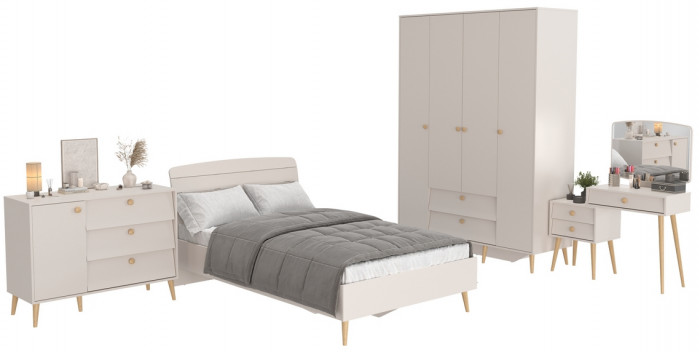 Афина Спальня 12-1200, цвет кашемир серый, сп.м. 1200х2000 мм., б/м, основание есть - фанера