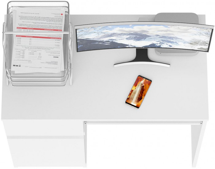 Мори Стол компьютерный МС-1 левый, цвет белый, ШхГхВ 90х50х76,6 см., выдвижной ящик слева, НЕ универсальная сборка