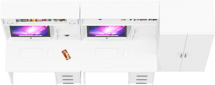 С-МД-СК9 Компоновка № 05, цвет белый шагрень, ШхГхВ 274х70х160 см., НЕ универсальная сборка