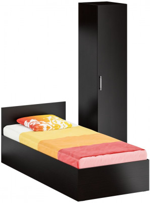 Кровать 0900 + Пенал Стандарт, цвет венге, ШхГхВ 93,5х203,5х70 + 45х52х200 см., сп.м. 900х2000 мм., без матраса, основание есть