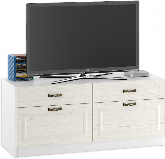 Ливерпуль Тумба, цвет ясень ваниль/белый, ШхГхВ 140х49,3х60,8 см.